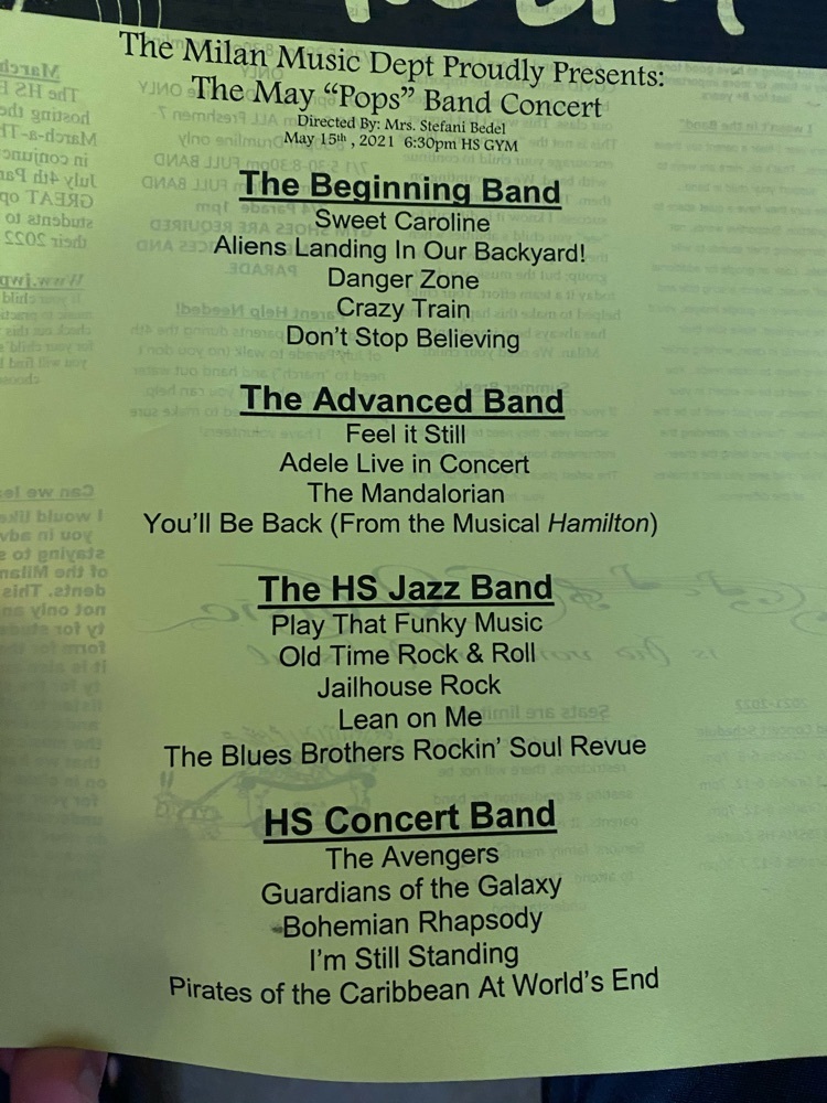 Pop concert songs