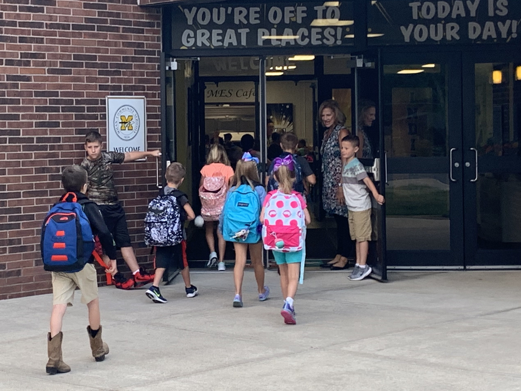 Students enter school. 