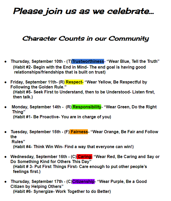 Character Counts Poster
